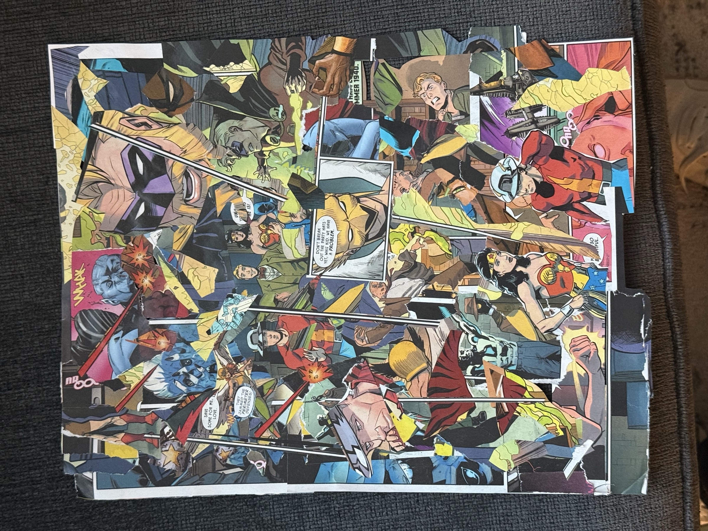 Detail image emphasizing diagonal energy-line flow across the collage.